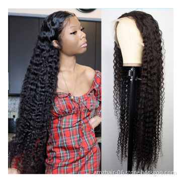 Hot Selling Mink Burmese Cuticle Aligned  Pre Plucked Deep Wave Lace Front Human Hair Wig For Black Women Pre Plucked Baby Hai